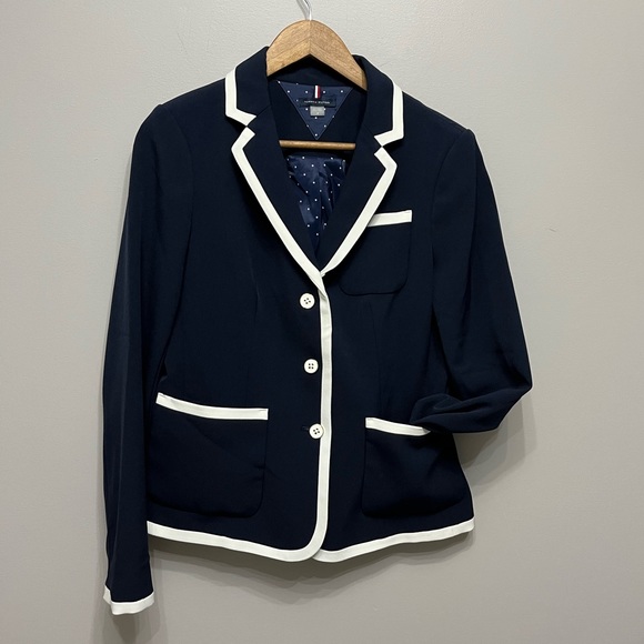 3/20 Tommy Hilfinger Navy & White Button down Classic Blazer with Lining size 8 - Picture 3 of 15